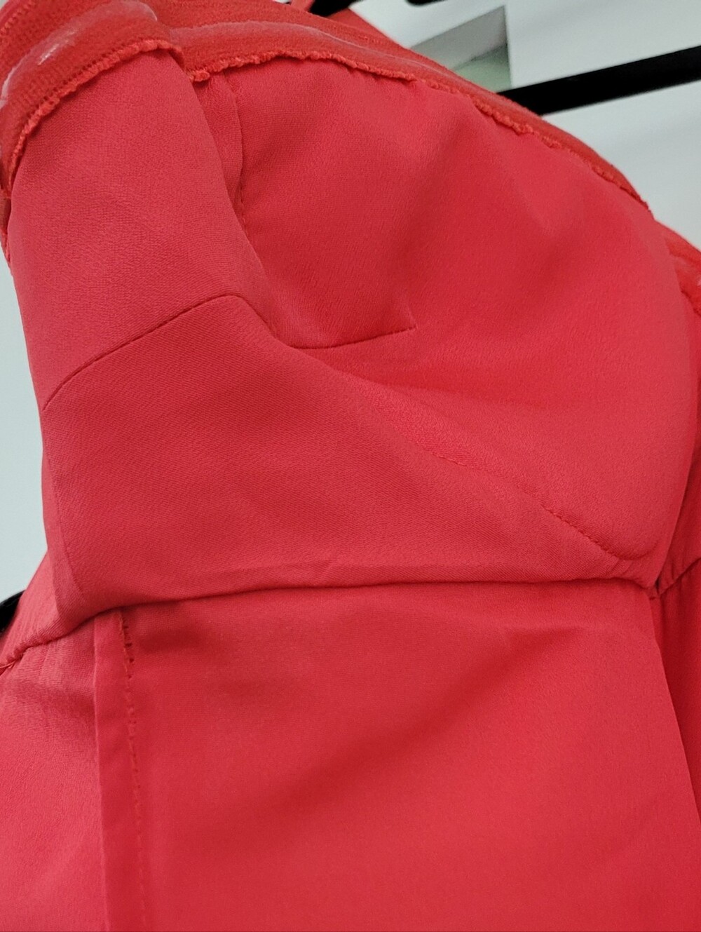 BCBG Max Azria Coral Chiffon Ruched Maxi Gown - Picture 2 of 15